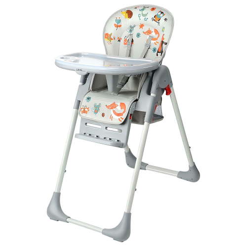 Baby High Chair, Foldable Highchair Dining Chair for Babies Toddlers, Adjustable Food Tray & Footrest, 3 Reclining Backrest, Adjustable Heights, Built-in Hidden Rear Wheels