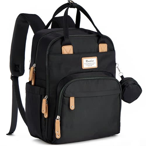 RUVALINO Diaper Bag Backpack - Multifunction Travel Back Pack Maternity Baby Changing Bags, Diaper Changing Totes, Large Capacity, Waterproof and Stylish, Baby Travel Essential, Black