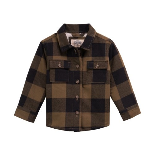 Outdoor Kids Sherpa-Lined Flannel Long-Sleeve Button-Down Shirt for Babies, Toddlers, or Kids