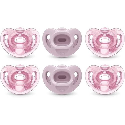 NUK Comfy Pacifiers, 0-6 Months, 6 Count (Pack of 1)