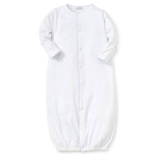 kissy kissy Baby Boys New Kissy Dots Print Convertible Nightgown, White/Lt Blue, Small