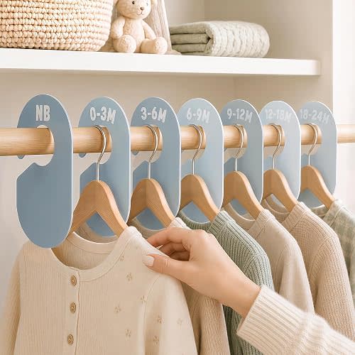 Giftacity 7Pcs Blue Baby Clothes Size Dividers for Nursery Closet Organizer