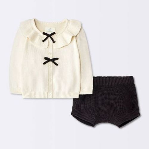 Baby Girls' Bow Sweater and Shorts Set - Cloud Island™ Cream 12M