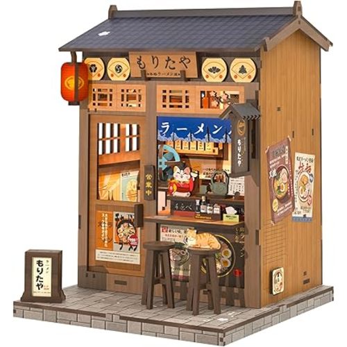 CUTEBEE Book Nook Kit - DIY Miniature House Dollhouse Kit for Adults and Teens, Booknook Tiny Japanese House Bookshelf Decor 3D Wooden Puzzle, Gifts for Family, Friends (Morita-Ya)