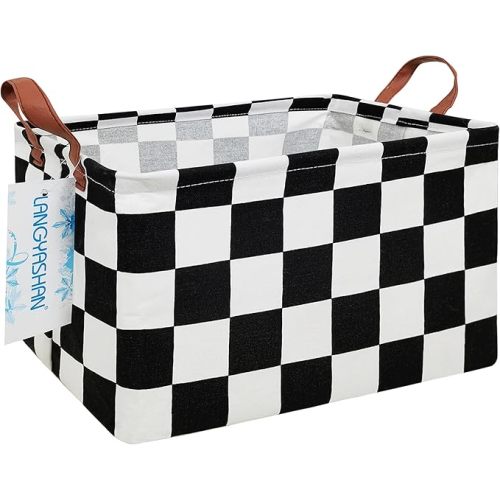 (Rec-Racing flag) Rectangular Storage Bin Collapse Canvas Fabric Car Storage Basket for Organizing Home Kitchen Boys Racecar Basket Nursery Hamper Office Closet Shelf Baskets