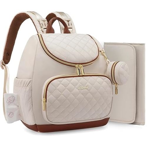 LOVEVOOK Mini Diaper Bag Backpack, Waterproof Diaper Bags for Baby Girl Boy with Changing Pad, Stylish Baby Diaper Bag, Diaper Bag for Mom Dad with Stroller Buckles,14 Inch