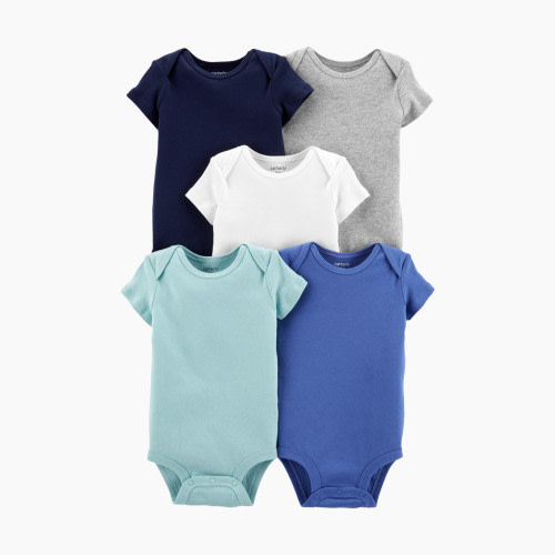 Carter's Short Sleeve Bodysuit (5 Pack) - Assorted Blue Solids, 3M