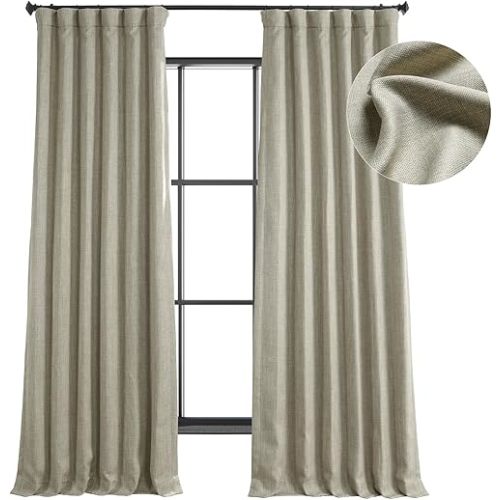 HPD Half Price Drapes Faux Linen Room Darkening Curtains - 84 Inches Long Luxury Linen Curtains for Bedroom & Living Room (1 Panel), 50W X 84L, Oatmeal