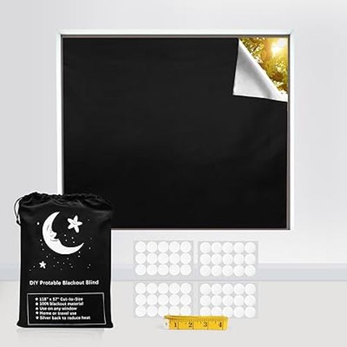Vanten Upgraded Blackout Curtains, 118" x 57" Blackout Shades, 100% Blackout Material with Adhesive Tapes, Blackout Window Cover for Baby Nursery, Bedroom, Living Room, Travel