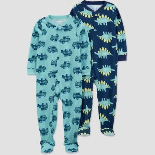 Carter's Just One You® Toddler Boys' 2pk Turtles and Koalas Footed Pajama - White/Green 18M: Polyester, Long Sleeve