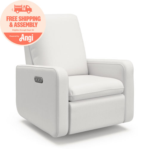 Graco Teddi Infant Power Recliner Swivel Glider with USB, Ivory Basketweave