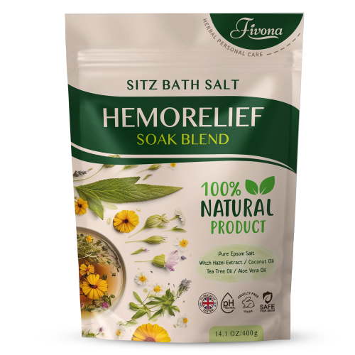 Fivona Sitz Bath Salt Blend for Hemorrhoids and Postpartum Care - Epsom Salt Soak with Natural Extracts and Oils 14.1 oz