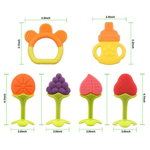 Baby Teething Toys for Newborn Infants (6-Pack) Freezer Safe Infant and Toddler Silicone Teethers Soothe Babies Gums, Perfect Baby Gift