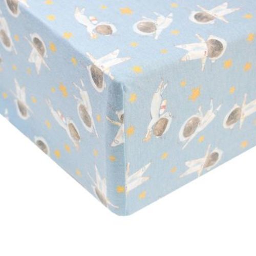 Copper Pearl Alta Premium Crib Sheet - Neil: Soft Jersey Textile, Spaceship Pattern, Fits Mattresses up to 9" Deep