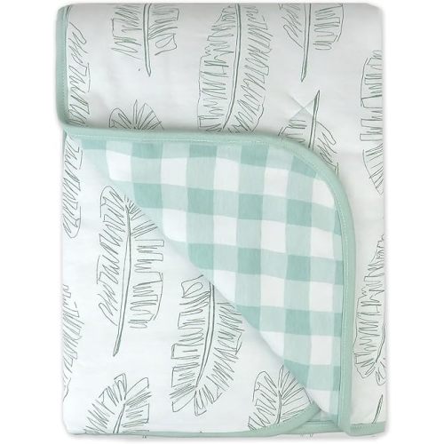 HonestBaby Reversible Baby Blanket 100% Organic Cotton for Infant Boys, Girls, Jumbo Leag Sage, One Size