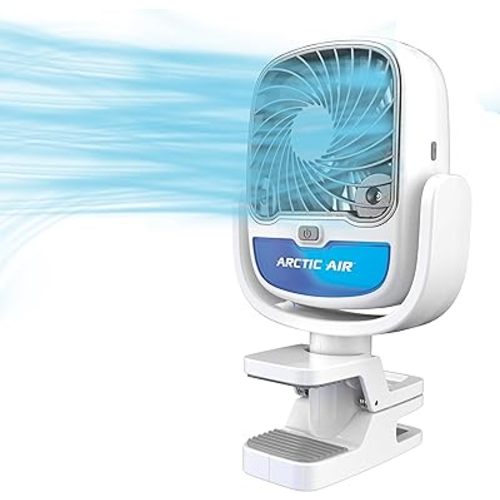 Arctic Air Portable Fan, Grip Go 3 Speed Small Fan, Great Stroller Fan, Travel or Desk Fan, Cordless Personal Evaporative Air Cooler, Universal Clamp for Indoor & Outdoor Use, 360 Degree Head Swivel