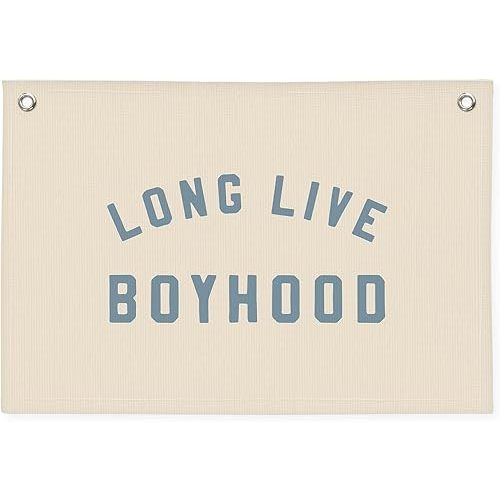 Long Live Boyhood Boys Room Decor - Linen Banner Wall Hanging Canvas Banner Flag Decor for Toddler Boy Room Nursery Playroom