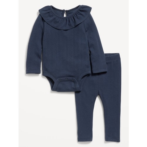 Ruffled Pointelle-Knit Bodysuit and Pants Set for Baby