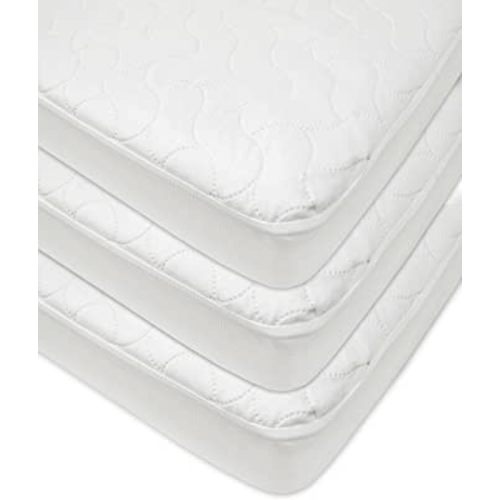 American Baby Company 3 Pack Waterproof Fitted Crib and Toddler Mattress Protector, Quilted and Noiseless Crib & Toddler Mattress Pad Cover, White, 52"x28"x9"