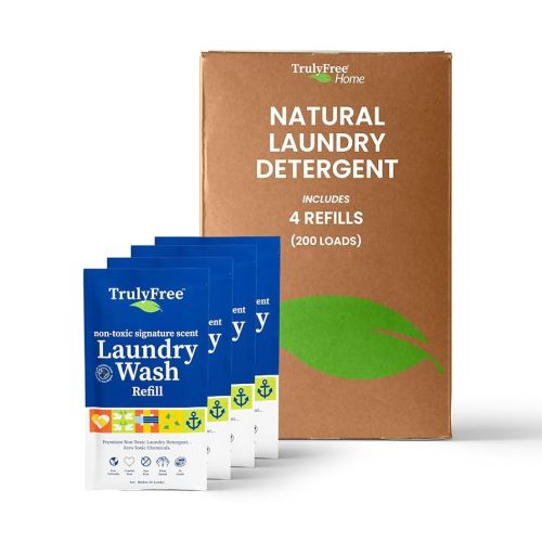 Laundry Detergent for Sensitive Skin | Gentle & Safe for Baby Clothes | Plant-Based | 4 Pack Refill Powder | Easy to Dissolve to Create a Liquid | Signature Wash Scented (200 Loads)