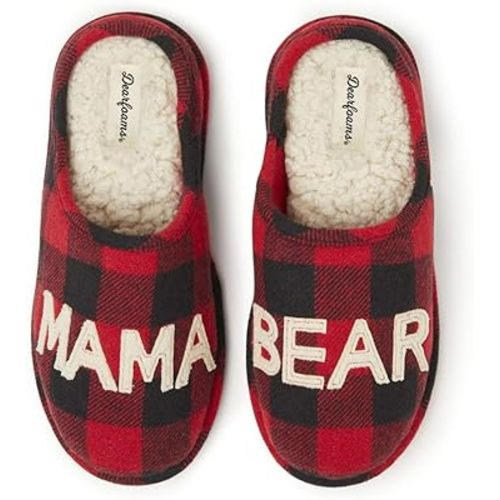 Dearfoams Women's Gifts for Mom Cute Cozy Mothers Day Mama Bear Slipper