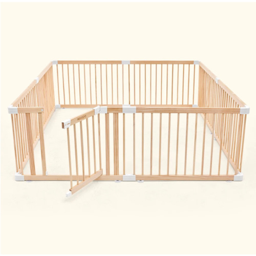 HARPPA Wooden Baby Gate Playpen | Non-Toxic Foldable DIY Adjustable Play Yard for Infants & Toddlers – Natural Finish Baby Fence for Small & Large Spaces
