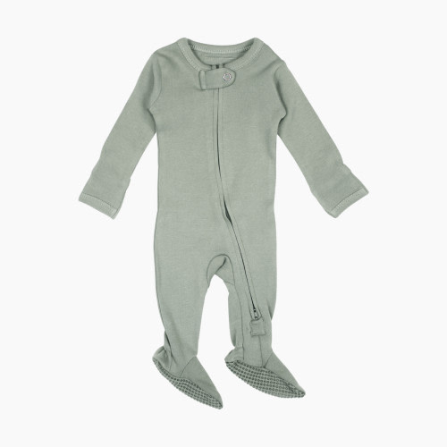 L'ovedbaby Organic 2-Way Zipper Footie - Seafoam, 3-6 M
