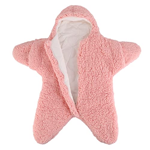 Lekad Baby Wearable Sleeping Bag Baby Starfish Onesie Newborn Fleece Cashmere Cotton Snowsuit Swaddle Blanket Stroller Wrap for 0-9 Months Boys Girls (Pink)