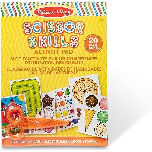 Melissa & Doug Scissor Skills Activity Book With Pair of Child-Safe Scissors (20 Pages) - FSC Certified