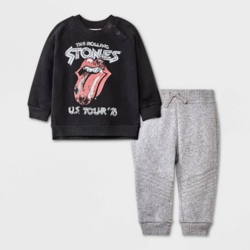 Baby Boys' Rolling Stone Solid Top And Bottom Set - Black