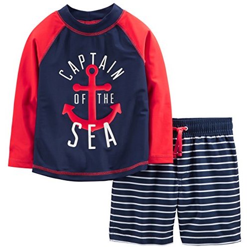 Simple Joys by Carter's Toddlers and Baby Boys' Swimsuit Trunk and Rashguard Set