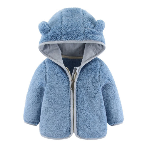 LIhncine Baby Boy Jacket,Baby Girls Boys Jacket Bear Ears Hooded Outerwear Zipper Warm Winter Coat,Baby Boy Clothes(Blue,0-6 Months)
