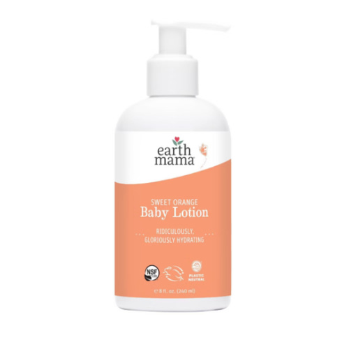 Earth Mama Sweet Orange Baby Lotion | Moisturizing Body Lotion for Dry Skin, Newborn Baby Lotion Sensitive Skin Care, Face Lotion for Babies & Kids with Shea Butter, Calendula & Aloe, 8 Fl Oz