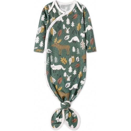 Copper Pearl Baby Gown - Knotted Newborn Sleepers for Baby Boy and Girl, Soft Stretchy Long Sleeve Infant Gowns with Bottom Tie and Hand Mittens, Perfect Hospital Coming Home Outfit (Atwood)