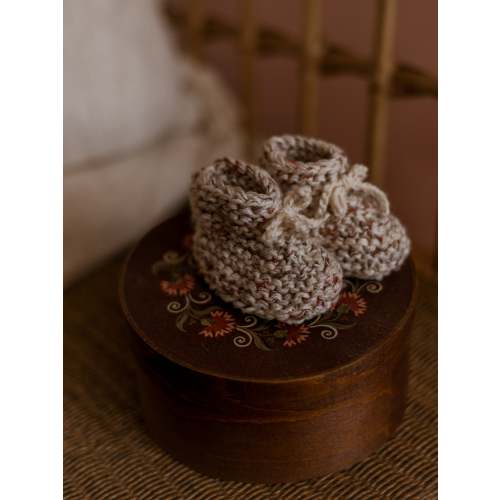 Baby booties / Melange sand + terracotta