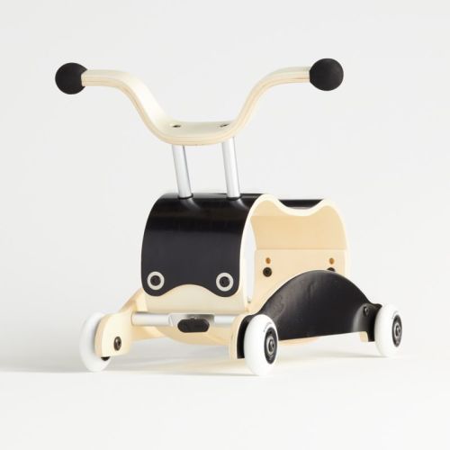 Wishbone Mini Flip Baby Ride-On and Walker Black with White Wheels