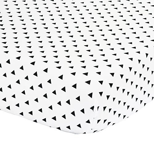 Black Triangle Print Fitted Crib Sheet - 100% Cotton Baby Boy and Girl Geometric Patterns Nursery and Toddler Bedding