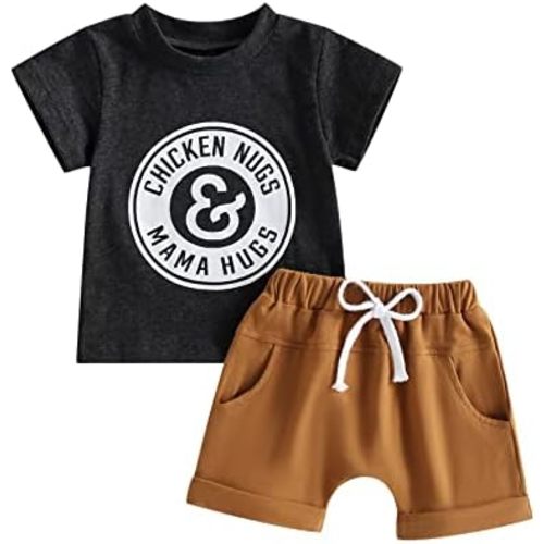 Sejardin Toddler Baby Boy Summer Clothes Cute Letter Print Short Sleeve T Shirt Tops and Stretch Shorts Playwear Outfits