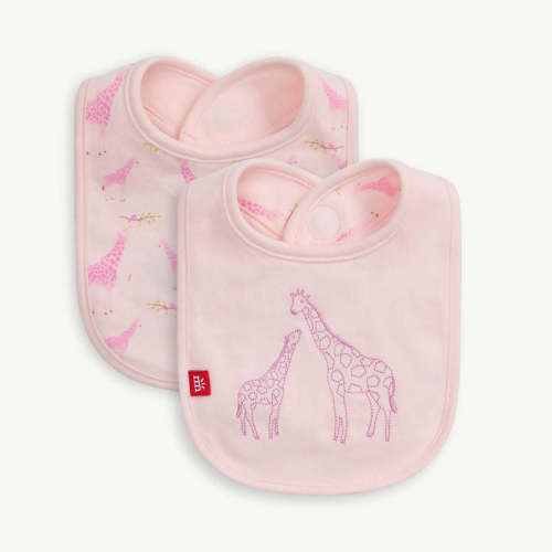 Pink Jolie Giraffe Organic Cotton Magnetic Reversible Bib
