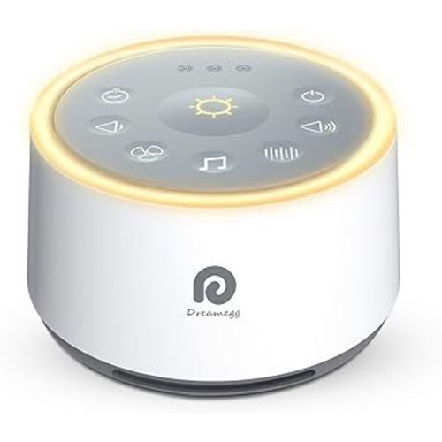 Dreamegg D1 Sound Machine Baby - White Noise Machine for Baby with Night Light, 24 High Fidelity Sounds, Timer & Memory Feature, Noise Machine with Nursery Lamps for Baby Adults, Home, Office (White)