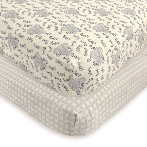 Touched By Nature Baby Boy Organic Cotton Crib Sheet, Blue Elephant, One Size