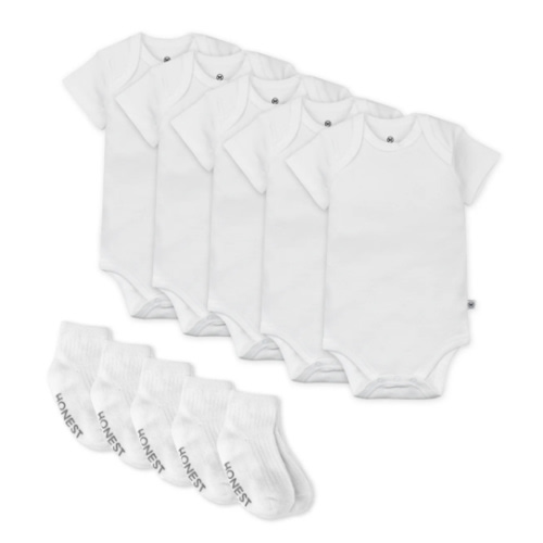 10-Pack Organic Cotton Short Sleeve Bodysuit & Sock Bundle | Honest Baby Clothing
