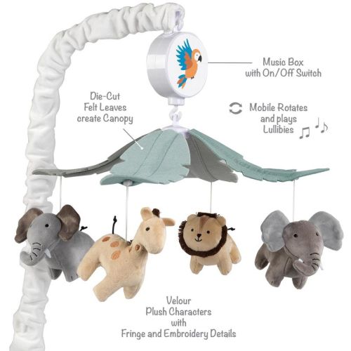 Lambs & Ivy Jungle Friends Musical Baby Crib Mobile Animals Soother Toy