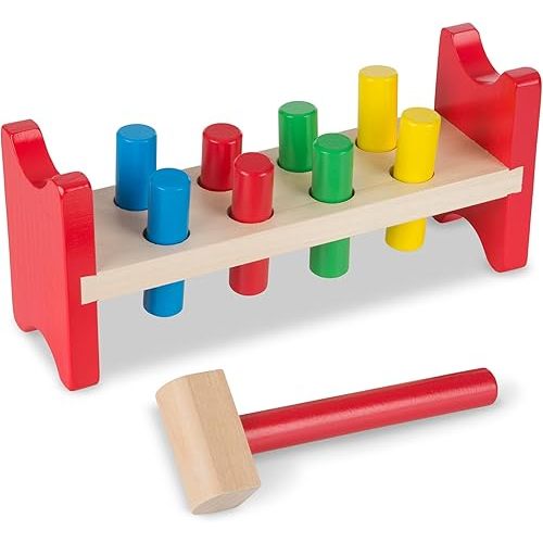 Melissa & Doug Deluxe Wooden Pound-A-Peg Toy With Hammer - FSC Certified