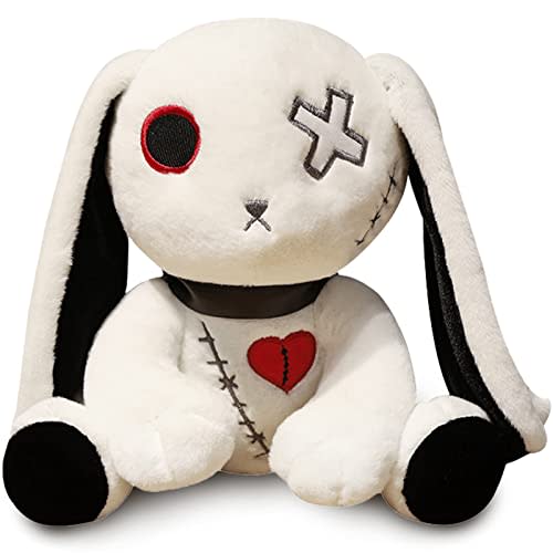 Qleewei Goth Bunny Plush Rabbit Toy - Horror Plushie Creepy Spooky Easter Bunny Crazy Plushie