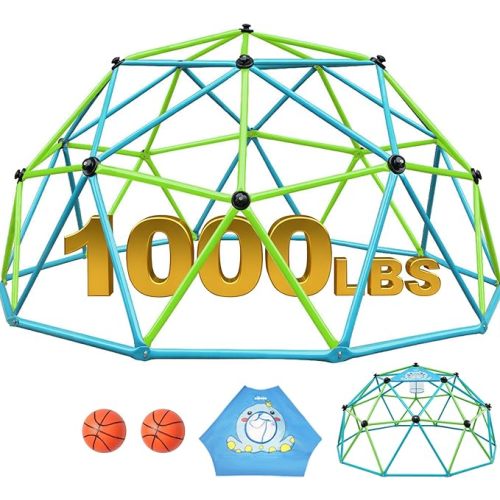 Zupapa 10FT Climbing Dome, Outdoor Jungle Gym for Kids with Climbing Grip - Geometric Dome Climber Supports 1000LBS Outdoor Playset and Easy Assembly Outdoor Play Equipment for Kids (Turquoise, 10FT)