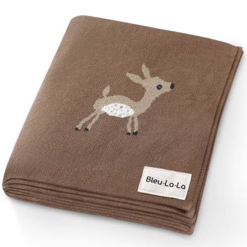 Bleu La La 100% Luxury Cotton Knit Swaddle Receiving Blanket for Blanket for Newborn and Infant Boys and Girls - Deer - Mocha