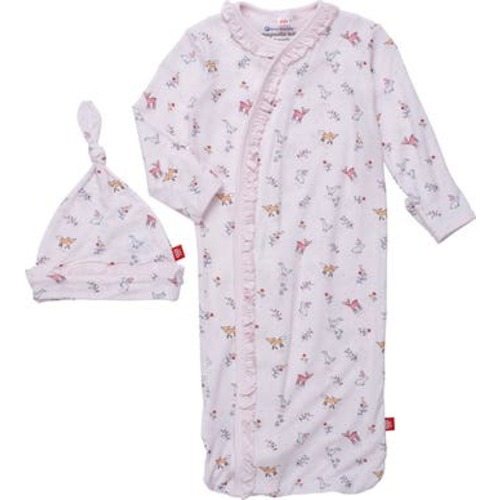 Woodsy Tale Ruffle Magnetic Sleep Gown & Hat Set