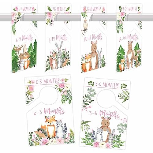 Hadley Designs 6 Baby Closet Size Dividers Baby Girl-Woodland Baby Closet Dividers By Month, Baby Closet Organizer For Nursery Organization, Essentials For Newborn Baby Girl