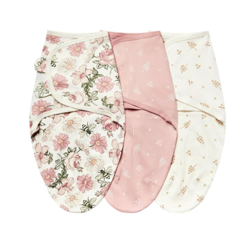 insular Baby Swaddle Wrap, Swaddle Blanket for Newborn and Infant, Adjustable Swaddling Set for Boy and Girl, Soft Cotton Baby Sleep Sack 3 Pack, Floral, Small(0-3 Month)